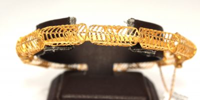 22K Gold Fusion Filigree Patterned Bangle Bracelet - 5