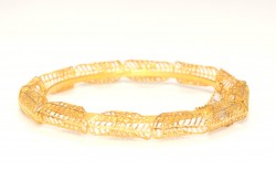 22K Gold Fusion Filigree Patterned Bangle Bracelet - 6