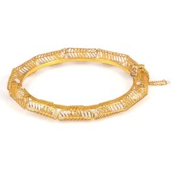 22K Gold Fusion Filigree Patterned Bangle Bracelet - Nusrettaki (1)