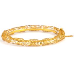 22K Gold Fusion Filigree Patterned Bangle Bracelet - Nusrettaki