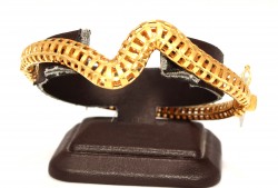 22K Gold Heart Pulses Bangle Bracelet - 4