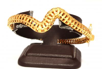 22K Gold Heart Pulses Bangle Bracelet - 4