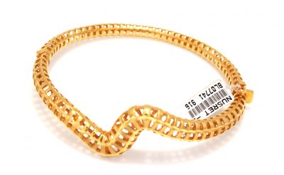 22K Gold Heart Pulses Bangle Bracelet - 6