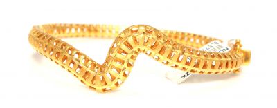 22K Gold Heart Pulses Bangle Bracelet - 5