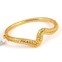 22K Gold Heart Pulses Bangle Bracelet - Nusrettaki