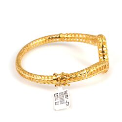 22K Gold Heart Pulses Bangle Bracelet - Nusrettaki (1)