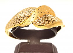 22K Gold Hinged Bangle Bracelet, Lozenge Patterned - 7