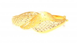 22K Gold Hinged Bangle Bracelet, Lozenge Patterned - 5