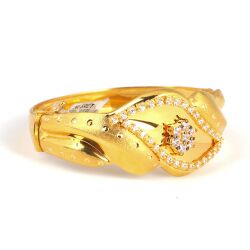22K Gold Lips & Daisy Designer Bangle Bracelet - Nusrettaki