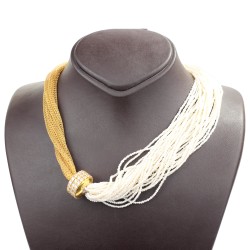 22K Gold Pearl Foope Chain Necklace - 4