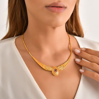 22K Gold Ruby and Sapphire Antique Necklace - 1