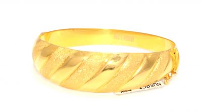 22K Gold Shiny & Matte Bands Hinged Bangle Bracelet - 6