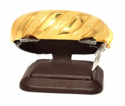 22K Gold Shiny & Matte Bands Hinged Bangle Bracelet - 7