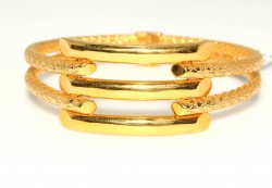22K Gold Snake Skin Patterned Bar Bangle Bracelet - 10