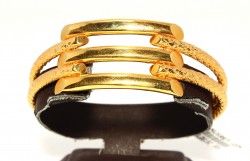 22K Gold Snake Skin Patterned Bar Bangle Bracelet - 8
