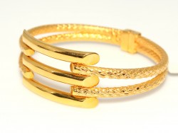 22K Gold Snake Skin Patterned Bar Bangle Bracelet - 6