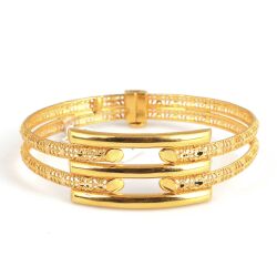 22K Gold Snake Skin Patterned Bar Bangle Bracelet - 5