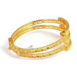 22K Gold Snake Skin Patterned Bar Bangle Bracelet - 7
