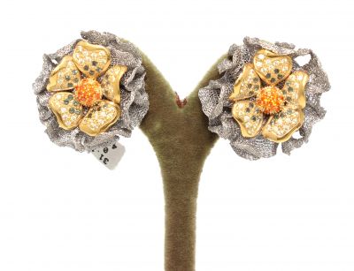 22K Gold Tulle Daisy Stud Earrings - 5
