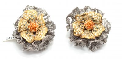 22K Gold Tulle Daisy Stud Earrings - 4
