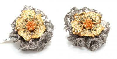 22K Gold Tulle Daisy Stud Earrings - 6