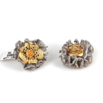 22K Gold Tulle Daisy Stud Earrings - 3