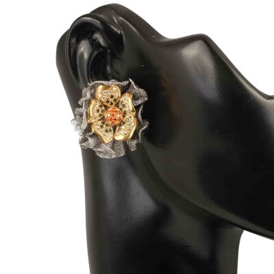 22K Gold Tulle Daisy Stud Earrings - 2