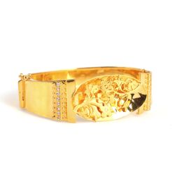 22K Gold Vase & Flowers Bangle Bracelet - Nusrettaki