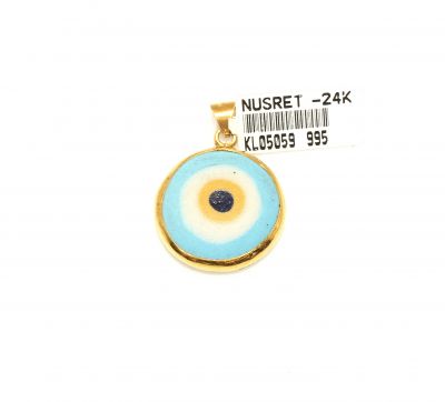 24 K Gold Eye Beaded Necklace Pendant