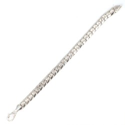 925 Ayar Gümüş 0,9 x 12 mm Desenli Zincir Bileklik - 4