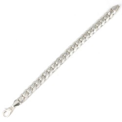 925 Ayar Gümüş 10 x 13 mm Desenli Zincir Bileklik - 3