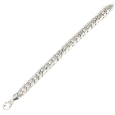 925 Ayar Gümüş 10 x 13 mm Desenli Zincir Bileklik - 3