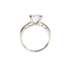 925 Ayar Gümüş 1,35 ct Görünümlü Tektaş Yüzük - 4