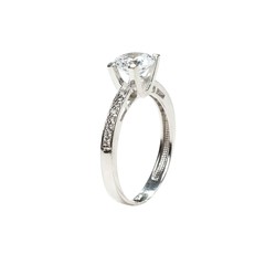 925 Ayar Gümüş 1,35 ct Görünümlü Tektaş Yüzük - 5
