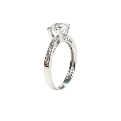 925 Ayar Gümüş 1,35 ct Görünümlü Tektaş Yüzük - 5