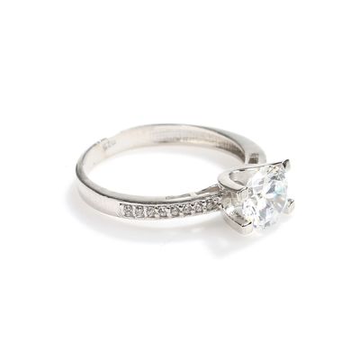 925 Ayar Gümüş 1,35 ct Görünümlü Tektaş Yüzük - 6