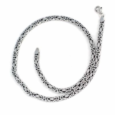925 Ayar Gümüş 5 Mm Kare Kral Zincir Kolye, 60 Cm - 1