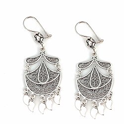 925 Sterling Silver Candelabra Design Filigree Dangle Earrings - Nusrettaki (1)