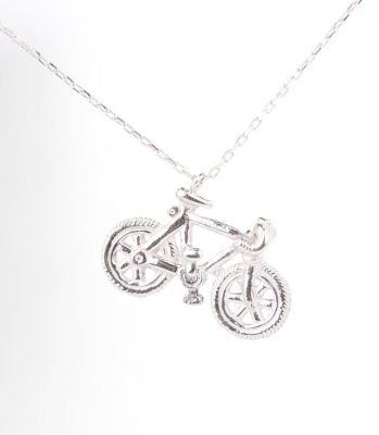 Sterling Silver Bicycle Pendant Necklace, White Gold Vermeil - 5