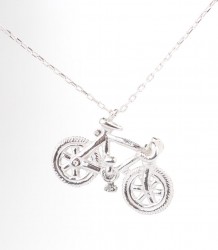 Sterling Silver Bicycle Pendant Necklace, White Gold Vermeil - 4