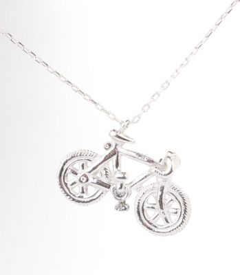 Sterling Silver Bicycle Pendant Necklace, White Gold Vermeil - 4