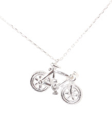 Sterling Silver Bicycle Pendant Necklace, White Gold Vermeil - 3