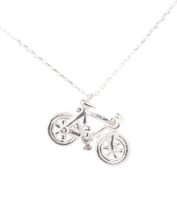 Sterling Silver Bicycle Pendant Necklace, White Gold Vermeil - 3