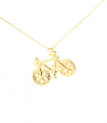 925 Ayar Gümüş Bisiklet Charm Kolye, Sarı - 3