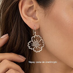 925 Silver Hortensia Filigree Drop Earrings - Nusrettaki (1)