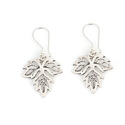 925 Silver Grape Leaf Drop Filigree Earrings - Nusrettaki (1)