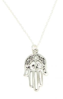 Silver Helping Hand Design Necklace - 1