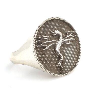 925 Ayar Gümüş Ejderha Modeli Unisex Yüzük - 4