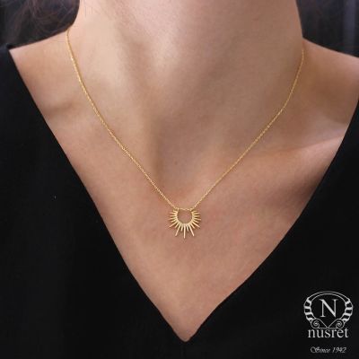 925 Ayar Gümüş Hitit Güneşi Kolye - 1