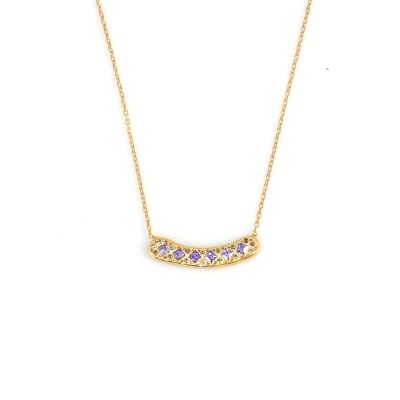 925 K Silver Stone-set Aurora Necklace, Yellow Purple Yellow Stone